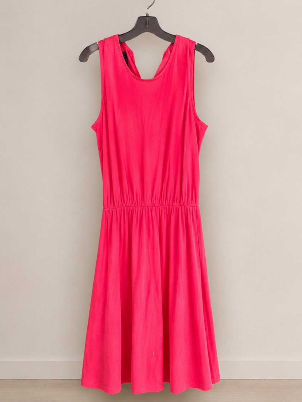 Women's Sleeveless Pink A-Line Gathered Waist Dress